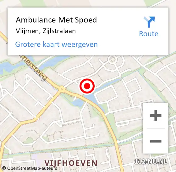 Locatie op kaart van de 112 melding: Ambulance Met Spoed Naar Vlijmen, Zijlstralaan op 22 november 2016 19:19