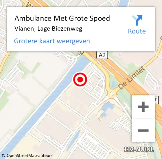 Locatie op kaart van de 112 melding: Ambulance Met Grote Spoed Naar Vianen, Lage Biezenweg op 22 november 2016 19:28