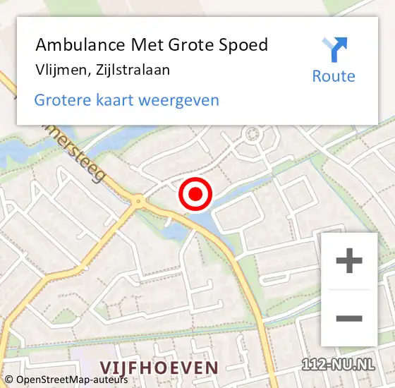 Locatie op kaart van de 112 melding: Ambulance Met Grote Spoed Naar Vlijmen, Zijlstralaan op 22 november 2016 19:36