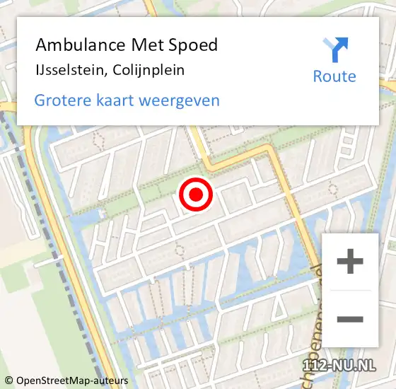 Locatie op kaart van de 112 melding: Ambulance Met Spoed Naar IJsselstein, Colijnplein op 22 november 2016 19:50