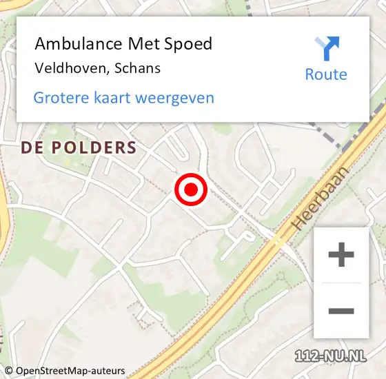 Locatie op kaart van de 112 melding: Ambulance Met Spoed Naar Veldhoven, Schans op 22 november 2016 20:28