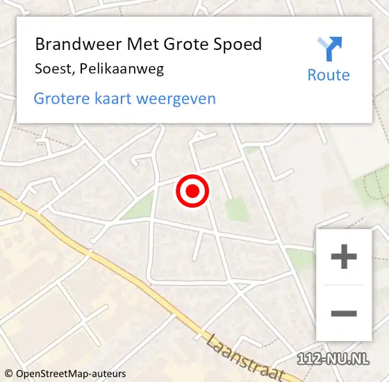 Locatie op kaart van de 112 melding: Brandweer Met Grote Spoed Naar Soest, Pelikaanweg op 22 november 2016 21:09