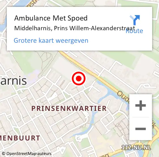 Locatie op kaart van de 112 melding: Ambulance Met Spoed Naar Middelharnis, Prins Willem-Alexanderstraat op 22 november 2016 21:11