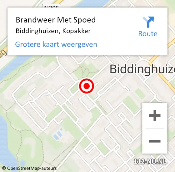 Locatie op kaart van de 112 melding: Brandweer Met Spoed Naar Biddinghuizen, Kopakker op 2 januari 2014 10:08