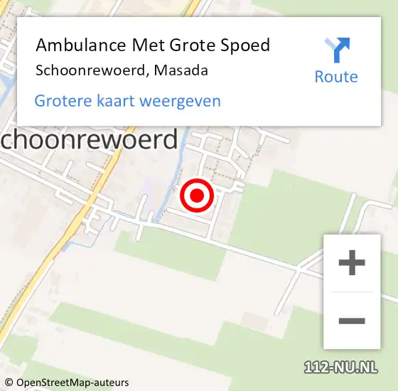 Locatie op kaart van de 112 melding: Ambulance Met Grote Spoed Naar Schoonrewoerd, Masada op 23 november 2016 04:39