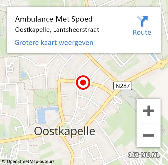 Locatie op kaart van de 112 melding: Ambulance Met Spoed Naar Oostkapelle, Lantsheerstraat op 23 november 2016 08:56