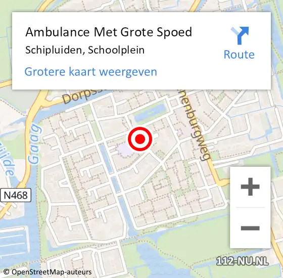 Locatie op kaart van de 112 melding: Ambulance Met Grote Spoed Naar Schipluiden, Schoolplein op 23 november 2016 09:43