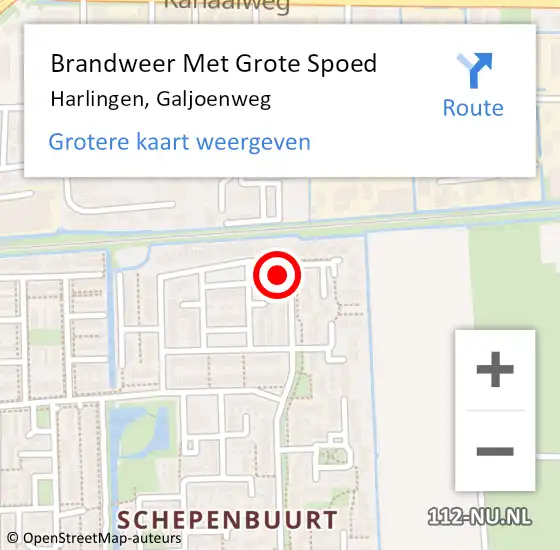 Locatie op kaart van de 112 melding: Brandweer Met Grote Spoed Naar Harlingen, Galjoenweg op 23 november 2016 09:50