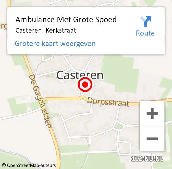 Locatie op kaart van de 112 melding: Ambulance Met Grote Spoed Naar Casteren, Kerkstraat op 23 november 2016 09:52