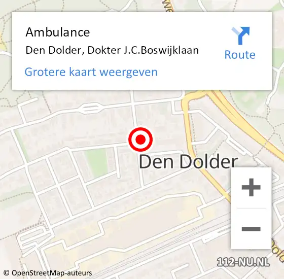 Locatie op kaart van de 112 melding: Ambulance Den Dolder, Dokter J.C.Boswijklaan op 23 november 2016 09:53