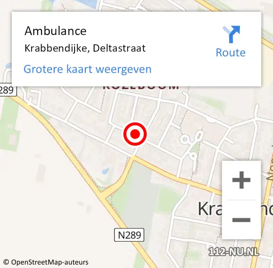 Locatie op kaart van de 112 melding: Ambulance Krabbendijke, Deltastraat op 23 november 2016 10:13