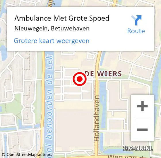 Locatie op kaart van de 112 melding: Ambulance Met Grote Spoed Naar Nieuwegein, Betuwehaven op 23 november 2016 10:48