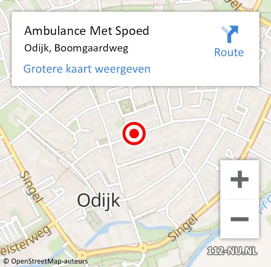 Locatie op kaart van de 112 melding: Ambulance Met Spoed Naar Odijk, Boomgaardweg op 23 november 2016 12:28