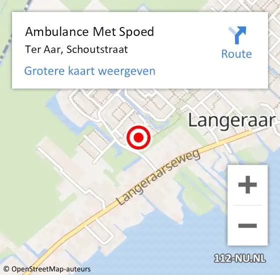 Locatie op kaart van de 112 melding: Ambulance Met Spoed Naar Ter Aar, Schoutstraat op 23 november 2016 12:40