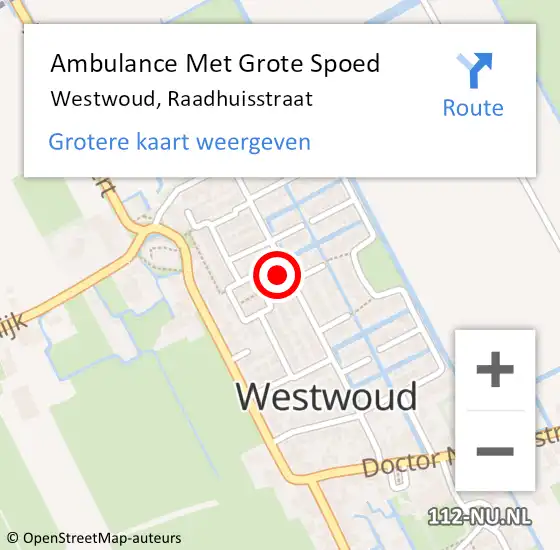 Locatie op kaart van de 112 melding: Ambulance Met Grote Spoed Naar Westwoud, Raadhuisstraat op 23 november 2016 13:50