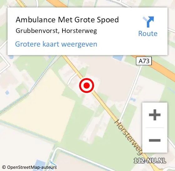 Locatie op kaart van de 112 melding: Ambulance Met Grote Spoed Naar Grubbenvorst, Horsterweg op 2 januari 2014 11:04