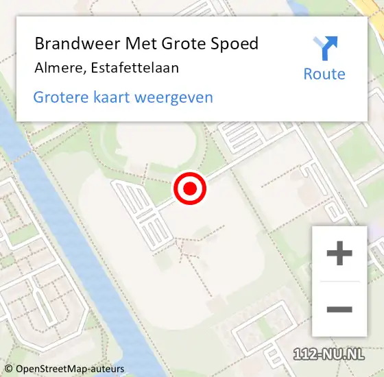 Locatie op kaart van de 112 melding: Brandweer Met Grote Spoed Naar Almere, Estafettelaan op 23 november 2016 14:32