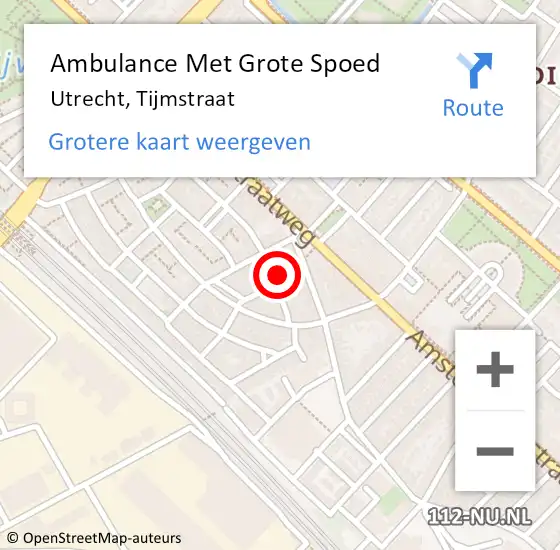 Locatie op kaart van de 112 melding: Ambulance Met Grote Spoed Naar Utrecht, Tijmstraat op 2 januari 2014 11:07