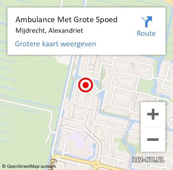 Locatie op kaart van de 112 melding: Ambulance Met Grote Spoed Naar Mijdrecht, Alexandriet op 23 november 2016 15:17