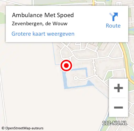 Locatie op kaart van de 112 melding: Ambulance Met Spoed Naar Zevenbergen, de Wouw op 23 november 2016 15:18