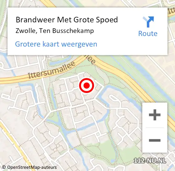 Locatie op kaart van de 112 melding: Brandweer Met Grote Spoed Naar Zwolle, Ten Busschekamp op 23 november 2016 15:36