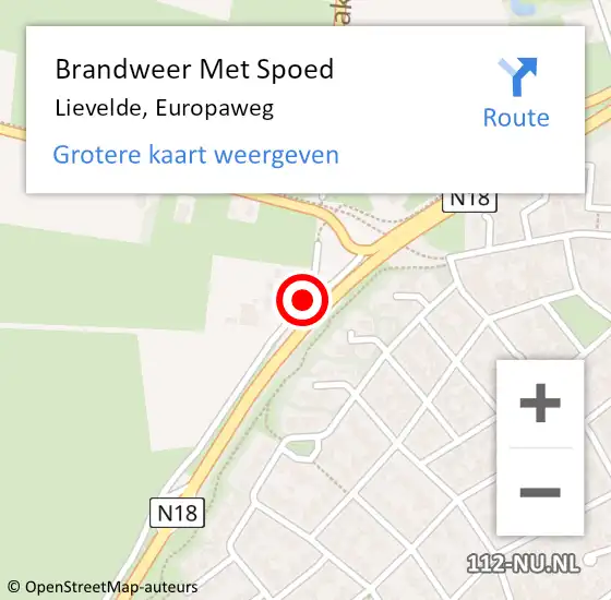 Locatie op kaart van de 112 melding: Brandweer Met Spoed Naar Lievelde, Europaweg op 23 november 2016 15:58