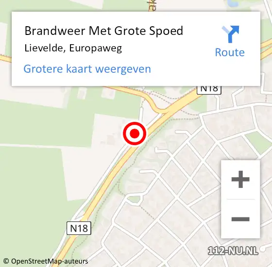 Locatie op kaart van de 112 melding: Brandweer Met Grote Spoed Naar Lievelde, Europaweg op 23 november 2016 15:58