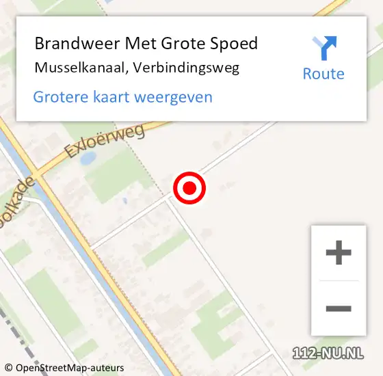 Locatie op kaart van de 112 melding: Brandweer Met Grote Spoed Naar Musselkanaal, Verbindingsweg op 23 november 2016 16:11