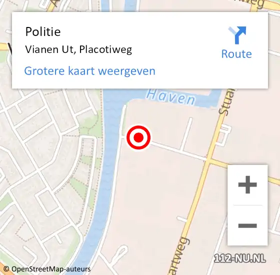 Locatie op kaart van de 112 melding: Politie Vianen Ut, Placotiweg op 23 november 2016 17:55