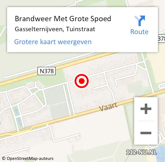 Locatie op kaart van de 112 melding: Brandweer Met Grote Spoed Naar Gasselternijveen, Tuinstraat op 23 november 2016 18:32