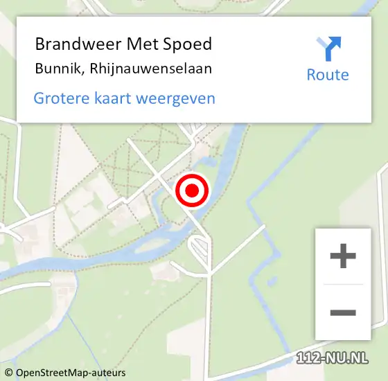 Locatie op kaart van de 112 melding: Brandweer Met Spoed Naar Bunnik, Rhijnauwenselaan op 23 november 2016 18:39