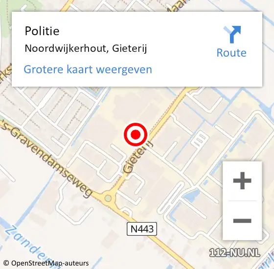 Locatie op kaart van de 112 melding: Politie Noordwijkerhout, Gieterij op 23 november 2016 18:53