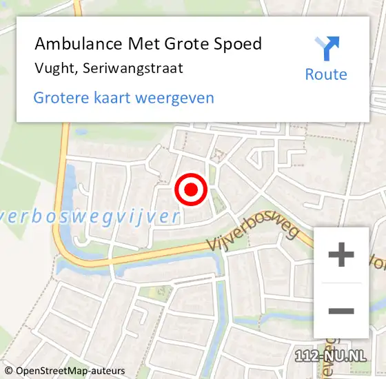 Locatie op kaart van de 112 melding: Ambulance Met Grote Spoed Naar Vught, Seriwangstraat op 2 januari 2014 11:32