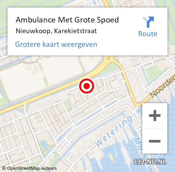 Locatie op kaart van de 112 melding: Ambulance Met Grote Spoed Naar Nieuwkoop, Karekietstraat op 23 november 2016 19:04