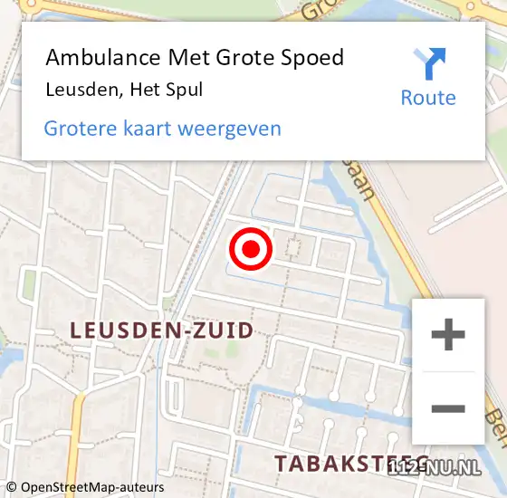 Locatie op kaart van de 112 melding: Ambulance Met Grote Spoed Naar Leusden, Het Spul op 23 november 2016 19:13