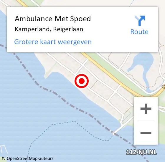 Locatie op kaart van de 112 melding: Ambulance Met Spoed Naar Kamperland, Reigerlaan op 23 november 2016 19:19