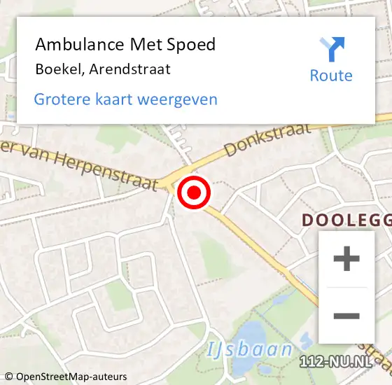 Locatie op kaart van de 112 melding: Ambulance Met Spoed Naar Boekel, Arendstraat op 23 november 2016 19:27