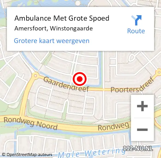 Locatie op kaart van de 112 melding: Ambulance Met Grote Spoed Naar Amersfoort, Winstongaarde op 23 november 2016 19:27