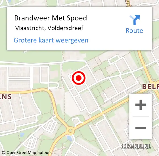 Locatie op kaart van de 112 melding: Brandweer Met Spoed Naar Maastricht, Voldersdreef op 23 november 2016 19:45