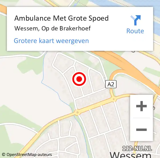 Locatie op kaart van de 112 melding: Ambulance Met Grote Spoed Naar Wessem, Op de Brakerhoef op 23 november 2016 19:46