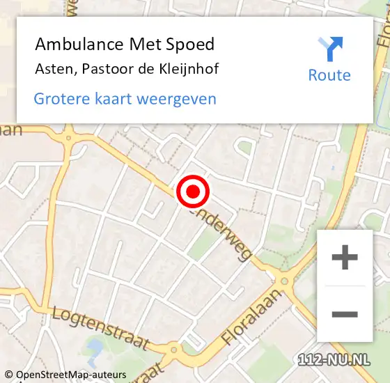 Locatie op kaart van de 112 melding: Ambulance Met Spoed Naar Asten, Pastoor de Kleijnhof op 23 november 2016 19:46