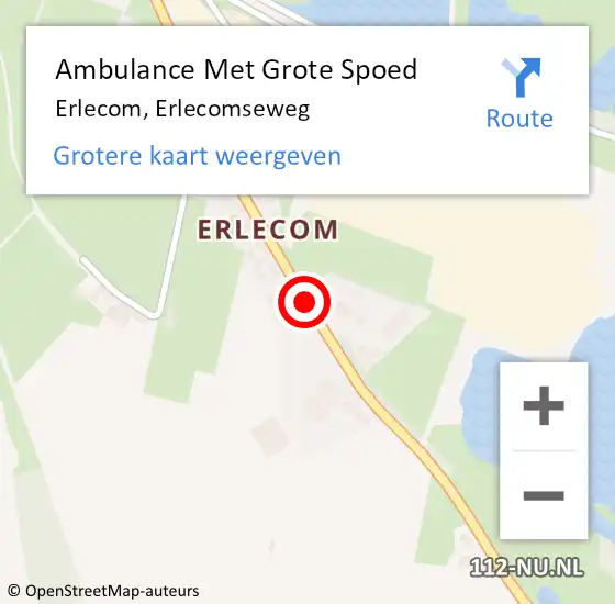 Locatie op kaart van de 112 melding: Ambulance Met Grote Spoed Naar Erlecom, Erlecomseweg op 23 november 2016 20:57