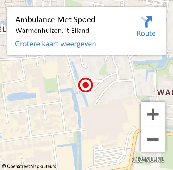 Locatie op kaart van de 112 melding: Ambulance Met Spoed Naar Warmenhuizen, 't Eiland op 23 november 2016 21:00