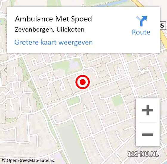 Locatie op kaart van de 112 melding: Ambulance Met Spoed Naar Zevenbergen, Uilekoten op 23 november 2016 21:45