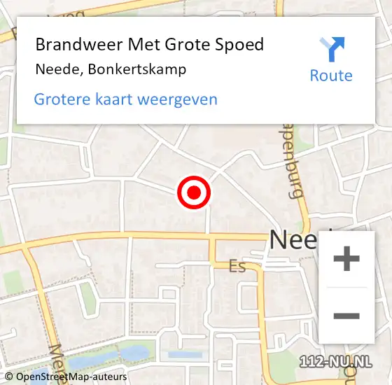 Locatie op kaart van de 112 melding: Brandweer Met Grote Spoed Naar Neede, Bonkertskamp op 23 november 2016 22:01