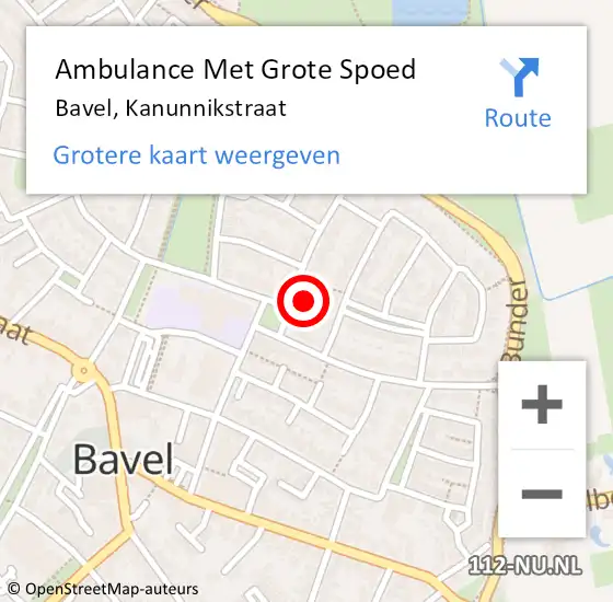 Locatie op kaart van de 112 melding: Ambulance Met Grote Spoed Naar Bavel, Kanunnikstraat op 23 november 2016 22:44