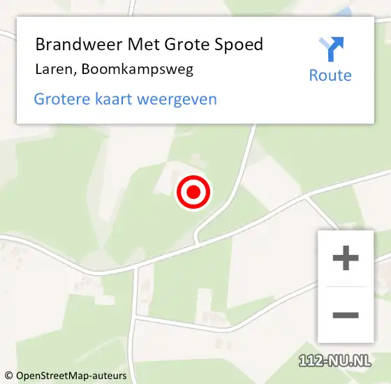 Locatie op kaart van de 112 melding: Brandweer Met Grote Spoed Naar Laren, Boomkampsweg op 2 januari 2014 11:49