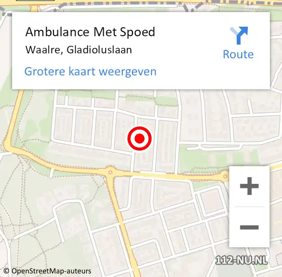 Locatie op kaart van de 112 melding: Ambulance Met Spoed Naar Waalre, Gladioluslaan op 24 november 2016 04:12