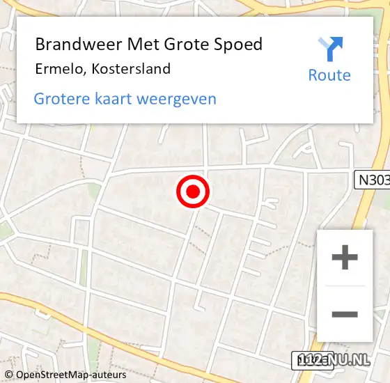 Locatie op kaart van de 112 melding: Brandweer Met Grote Spoed Naar Ermelo, Kostersland op 24 november 2016 04:21