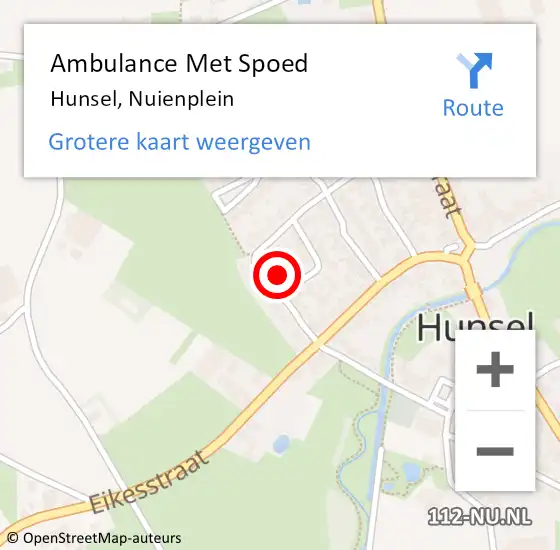 Locatie op kaart van de 112 melding: Ambulance Met Spoed Naar Hunsel, Nuienplein op 24 november 2016 07:01